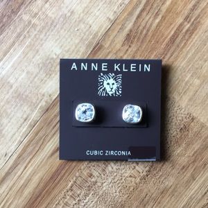 Anne Klein cubic zirconia silvertone earrings